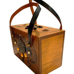 Vintage Enid Collins Texas Original Wooden Box Handbag ARIES Zodiac Rhinestone